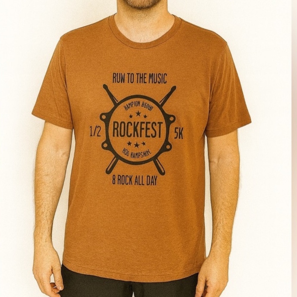 Bella + Canvas Rockfest Hampton Beach Run to the Music T-Shirt Men’s Large Brown